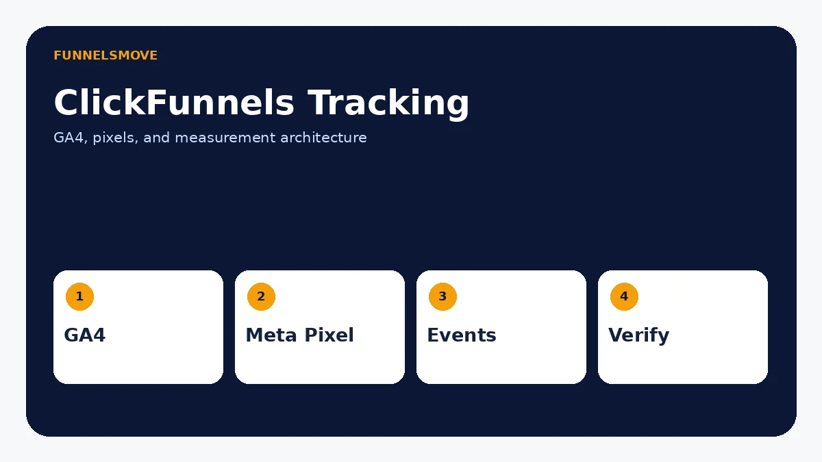 ClickFunnels Tracking: Google Analytics, Meta Pixel, and Events visual overview