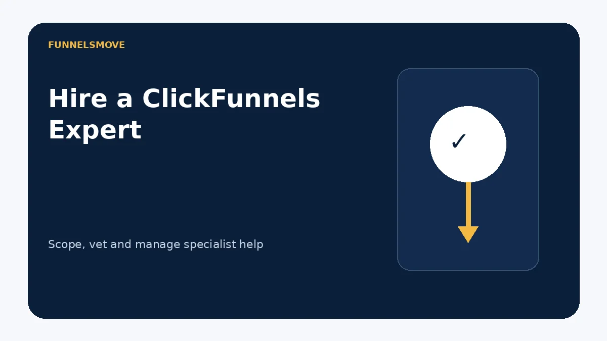 How to Hire a ClickFunnels Expert Without Buying the Wrong Help editorial illustration