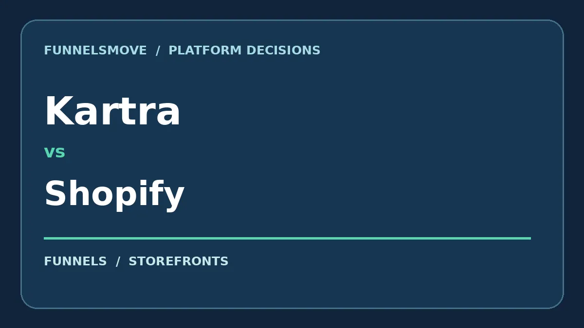 Editorial illustration comparing Kartra and Shopify
