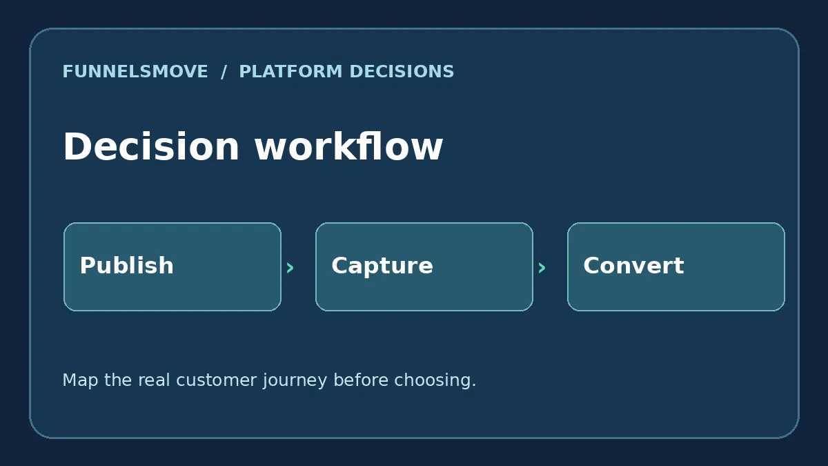 Three-stage WordPress versus Kartra customer journey decision diagram