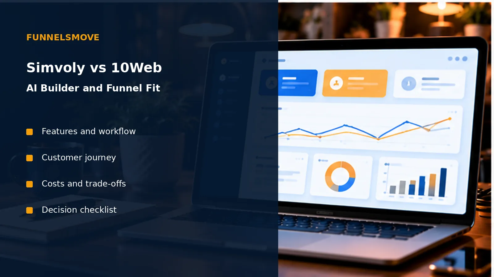 Simvoly vs 10Web: AI Builder and Funnel Fit workspace illustration